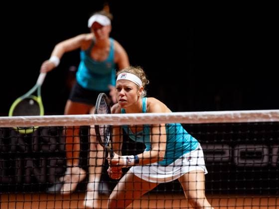 Laura Siegemund in front , Laura Siegemund Germany , Barbora Krejcikova Czech Republic vs Fang Hsien Wu Taiwan , Yifan Xu China , Womens Doubles, Round 2, GER, Porsche Tennis Grand Prix Stuttgart, WTA 500, 16 04 2024 GER, Porsche Tennis Grand Prix, WTA 500, 16 04 2024 Stuttgart Copyright: xEibner-Pressefoto Memmlerx EP_MMR