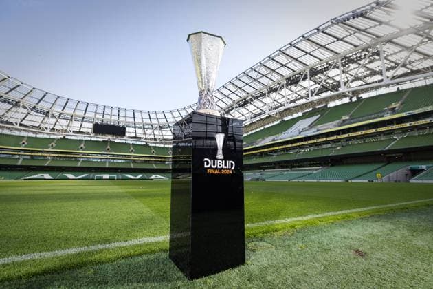 UEFA Europa League Trophy Tour With John O Shea, Aviva Stadium, Dublin 16 4 2024 A view of the Europa League Trophy A view of the Europa League Trophy 16 4 2024  Copyright: x INPHO LaszloxGeczox LG_00005-Edit