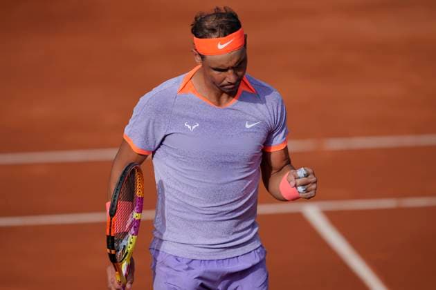 April 16, 2024, Barcelona, Barcelona, SPAIN: Rafael Nadal of Spain in action against Flavio Cobolli of Italy during the Open de Barcelona Conde Godo on April 16, 2024, in Barcelona, Spain. Barcelona SPAIN - ZUMAa181 20240416_zaa_a181_010 Copyright: xJosexCamposx