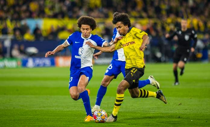 Dortmund Germany 16th Apr 2024 Karim Adeyemi BVB Axel Witsel Atletico Borussia Dortmund Atletico Madrid 16 04 2024
