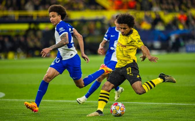 Dortmund Germany 16th Apr 2024 Karim Adeyemi BVB Axel Witsel Atletico Borussia Dortmund Atletico Madrid 16 04 2024