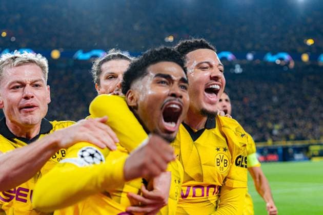 Goal to 2 0 by Ian Ethan Maatsen Borussia Dortmund, 22 Borussia Dortmund vs Atletico Madrid, Football, UEFA Champions League, Quarter-final quarter-final, 16 04 2024 DFL REGULATIONS PROHIBIT ANY OUSE OF PHOTOGRAPHS AS IMAGE SEQUENCES AND OR QUASI VIDEO Borussia Dortmund vs Atletico Madrid, Football, UEFA Champions League, Quarter-final quarter-final, 16 04 2024 Dortmund Copyright: xEibner-Pressefoto BahhoxKarax EP_BVB