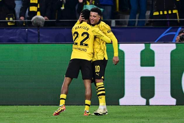 Goal celebration for 2-0 by Ian Maadsen 22 Borussia Dortmund , Borussia Dortmund vs Atletico Madrid, Soccer, Champions League, Round of 16, 16 04 2024 Dortmund Nordrhein Westfalen Germany Copyright: xkolbert-press MarcxNiemeyerx