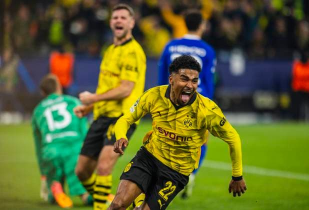 Dortmund Germany 16th Apr 2024 Goal celebration Ian Maatsen BVB Borussia Dortmund Atletico Madrid 16 04 2024