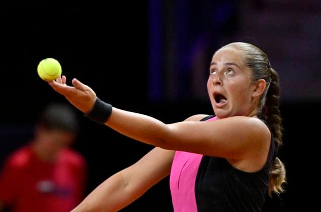Jelena Ostapenko LAT Action Serve Tennis Ladies Porsche Cup Porsche Tennis Grand Prix GP Stuttgart 2024 Porsche Arena 16 04 2024 DFL REGULATIONS PROHIBIT ANY USE OF PHOTOGRAPHS AS IMAGE SEQUENCES AND OR QUASI VIDEO Porsche Tennis Grand Prix GP Stuttgart 2024