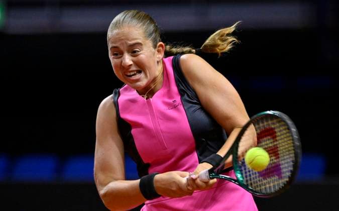 Jelena Ostapenko LAT Action Tennis Ladies Porsche Cup Porsche Tennis Grand Prix GP Stuttgart 2024 Porsche Arena 16 04 2024 DFL REGULATIONS PROHIBIT ANY USE OF PHOTOGRAPHS AS IMAGE SEQUENCES AND OR QUASI VIDEO Porsche Tennis Grand Prix GP Stuttgart 2024