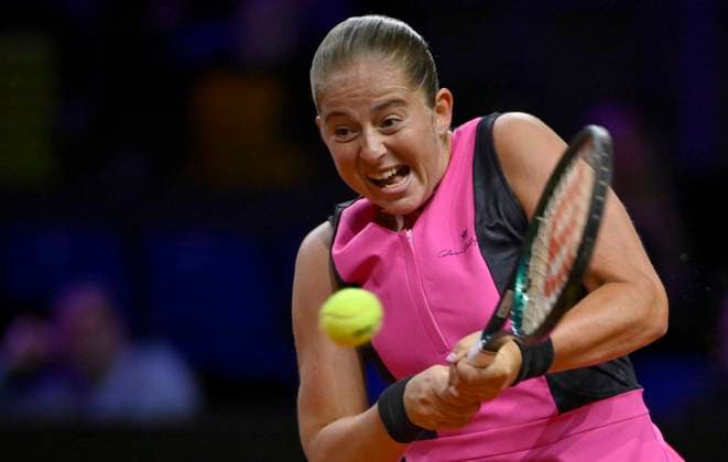Jelena Ostapenko LAT Action Tennis Ladies Porsche Cup Porsche Tennis Grand Prix GP Stuttgart 2024 Porsche Arena 16 04 2024 DFL REGULATIONS PROHIBIT ANY USE OF PHOTOGRAPHS AS IMAGE SEQUENCES AND OR QUASI VIDEO Porsche Tennis Grand Prix GP Stuttgart 2024