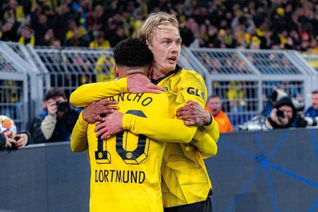 Goal for 1 0 by Julian Brandt Borussia Dortmund, 19 Borussia Dortmund vs Atletico Madrid, Football, UEFA Champions League, Quarter-final quarter-final, 16 04 2024 DFL REGULATIONS PROHIBIT ANY OUSE OF PHOTOGRAPHS AS IMAGE SEQUENCES AND OR QUASI VIDEO Borussia Dortmund vs Atletico Madrid, Football, UEFA Champions League, Quarter-final quarter-final, 16 04 2024 Dortmund Copyright: xEibner-Pressefoto BahhoxKarax EP_BVB