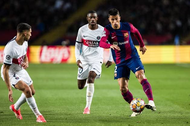 April 16, 2024, Barcelona, Barcelona, Spain: Joao Cancelo of FC Barcelona, Barca in action during the UEFA Champions League Quarter-final Second Leg, match played between FC Barcelona and Paris Saint-Germain Fc at Estadio Olimpico de Montjuic on April 16, 2024 in Barcelona, Spain. Barcelona Spain - ZUMAa181 20240416_zaa_a181_025 Copyright: xJavierxBorregox