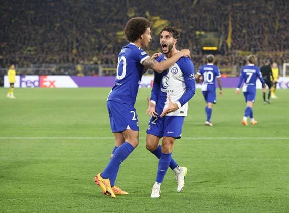 Mario Hermoso of Atletico Madrid celebrates his sides third goal with team-mate Axel Witsel of Atletico Madrid Borussia Dortmund v Atletico Madrid, UEFA Champions League, Quarter Final, Second Leg, Football, Signal Iduna Park, Dortmund, Germany - 16 Apr 2024 EDITORIAL USE ONLY No use with unauthorised audio, video, data, fixture lists, club league logos or live services. Online in-match use limited to 120 images, no video emulation. No use in betting, games or single club league player publications. Copyright: xMichaelxZemanek Shutterstockx 14434932ah