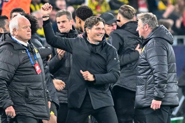 Edin Terzic Coach, Borussia Dortmund Final Cheer Final Cheer Emotion Joy 17 04 2024 Soccer, Champions League, Borussia Dortmund vs Atletico Madrid, Signal Iduna Park, Dortmund, NRW Germany Copyright: xpepphotox xHorstxMauelshagenx pep00321, pep_20240417_hm