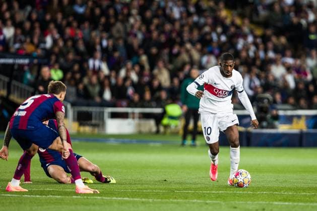 April 16, 2024, Barcelona, Barcelona, Spain: Ousmane Dembele of Paris Saint-Germain FC in action during the UEFA Champions League Quarter-final Second Leg, match played between FC Barcelona, Barca and Paris Saint-Germain Fc at Estadio Olimpico de Montjuic on April 16, 2024 in Barcelona, Spain. Barcelona Spain - ZUMAa181 20240416_zaa_a181_038 Copyright: xJavierxBorregox