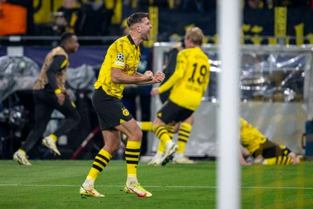 Soccer Champions League quarter-final second leg, Borussia Dortmund Atletico Madrid on 16 April 2024 at Signal Iduna Park Dortmund Niclas Füllkrug celebrates after a goal IMPORTANT NOTE In accordance with UEFA regulations, it is prohibited to use or have used photographs taken in the stadium and or of the match in the form of sequential images and or video-like photo series Copyright: xKirchner DavidxInderliedx