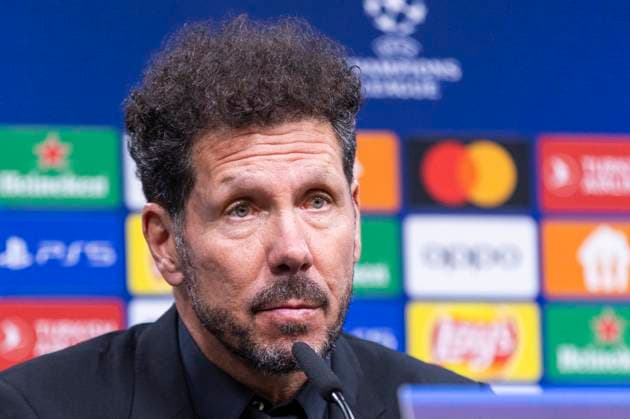UEFA Champions League, Borussia Dortmund Atletico Madrid, 16 04 2023 Diego Simeone Atletico Madrid, head coach at the post-match press conference UEFA Champions League, Borussia Dortmund Atletico Madrid, second leg quarter-final, on 16 04 2023, Signal Iduna Park, Dortmund UEFA regulations prohibit any use of photographs as image sequences and or quasi video Copyright: xBEAUTIFULxSPORTS Meuselx