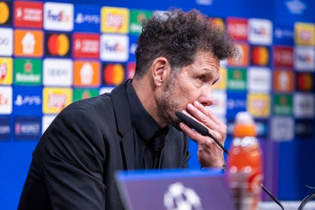UEFA Champions League, Borussia Dortmund Atletico Madrid, 16 04 2023 Diego Simeone Atletico Madrid, head coach at the post-match press conference UEFA Champions League, Borussia Dortmund Atletico Madrid, second leg quarter-final, on 16 04 2023, Signal Iduna Park, Dortmund UEFA regulations prohibit any use of photographs as image sequences and or quasi video Copyright: xBEAUTIFULxSPORTS Meuselx