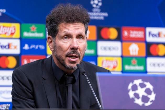 UEFA Champions League, Borussia Dortmund Atletico Madrid, 16 04 2023 Diego Simeone Atletico Madrid, head coach at the post-match press conference UEFA Champions League, Borussia Dortmund Atletico Madrid, second leg quarter-final, on 16 04 2023, Signal Iduna Park, Dortmund UEFA regulations prohibit any use of photographs as image sequences and or quasi video Copyright: xBEAUTIFULxSPORTS Meuselx