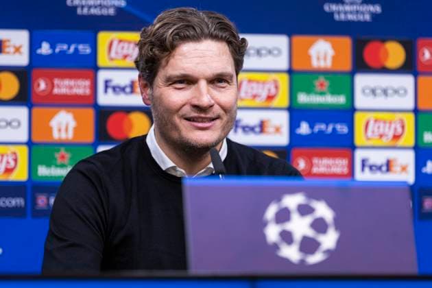 UEFA Champions League, Borussia Dortmund Atletico Madrid, 16 04 2023 Edin Terzic Borussia Dortmund, head coach at the post-match press conference UEFA Champions League, Borussia Dortmund Atletico Madrid, second leg quarter-final, on 16 04 2023, Signal Iduna Park, Dortmund UEFA regulations prohibit any use of photographs as image sequences and or quasi video Copyright: xBEAUTIFULxSPORTS Meuselx