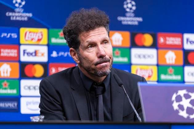 UEFA Champions League, Borussia Dortmund Atletico Madrid, 16 04 2023 Diego Simeone Atletico Madrid, head coach at the post-match press conference UEFA Champions League, Borussia Dortmund Atletico Madrid, second leg quarter-final, on 16 04 2023, Signal Iduna Park, Dortmund UEFA regulations prohibit any use of photographs as image sequences and or quasi video Copyright: xBEAUTIFULxSPORTS Meuselx