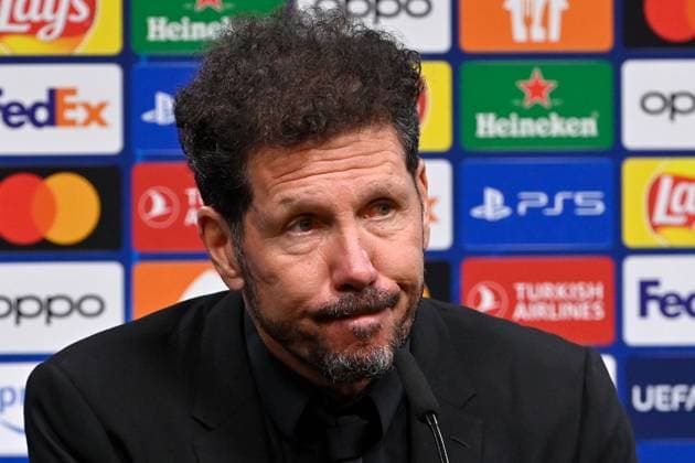 16 04 2024, xjrdrx, Football UEFA Champions League, Borussia Dortmund Atletico Madrid emspor, v l Coach Diego Simeone Atletico Madrid at the post-match press conference DFL DFB REGULATIONS PROHIBIT ANY USE OF PHOTOGRAPHS as IMAGE SEQUENCES and or QUASI VIDEO Dortmund