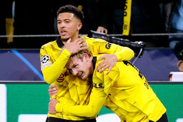 BRANDT Julian Team Borussia Dortmund cheers after his goal to 1 0 with SANCHO Jadon UEFA Championsleague season 2023 2024 match quarterfinal second leg BVB Atletico Madrid 4 2 on 16 04 2024 in Dortmund DFL REGULATIONS PROHIBIT ANY USE OF PHOTOGRAPHS as IMAGE SEQUENCES and or QUASI VIDEO Copyright: xLacixPerenyix