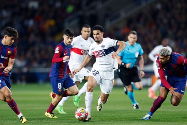 Warren Zaire-Emery (PSG), APRIL 16, 2024 - Football Soccer : UEFA Champions League round of 8 2nd leg match between FC Barcelona, Barca 1-4 Paris Saint-Germain at the Estadi Olimpic Lluis Companys in Barcelona, Spain. Noxthirdxpartyxsales  (250393595)