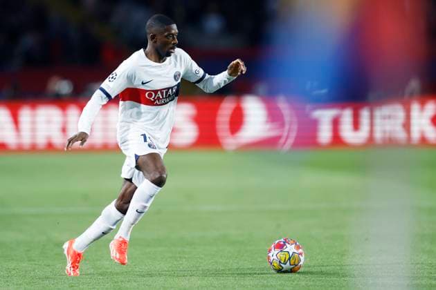 Ousmane Dembele (PSG), APRIL 16, 2024 - Football Soccer : UEFA Champions League round of 8 2nd leg match between FC Barcelona, Barca 1-4 Paris Saint-Germain at the Estadi Olimpic Lluis Companys in Barcelona, Spain. Noxthirdxpartyxsales  (250393630)