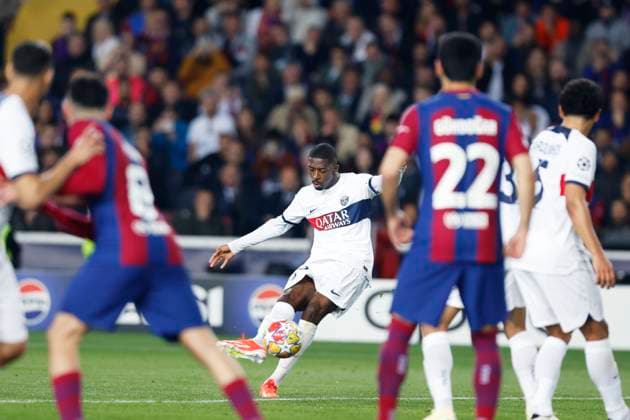 Ousmane Dembele (PSG), APRIL 16, 2024 - Football Soccer : UEFA Champions League round of 8 2nd leg match between FC Barcelona, Barca 1-4 Paris Saint-Germain at the Estadi Olimpic Lluis Companys in Barcelona, Spain. Noxthirdxpartyxsales  (250393755)