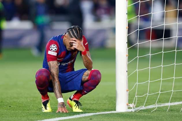 Raphinha (Barcelona), APRIL 16, 2024 - Football Soccer : UEFA Champions League round of 8 2nd leg match between FC Barcelona, Barca 1-4 Paris Saint-Germain at the Estadi Olimpic Lluis Companys in Barcelona, Spain. Noxthirdxpartyxsales  (250393915)