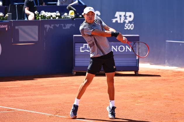 Brandon Nakashima (USA), APRIL16, 2024 - Tennis : Nakashima during singles 2nd round match against Andrey Rublev on the Barcelona Open Banc Sabadell tennis tournament at the Real Club de Tenis de Barcelona in Barcelona, Spain. Noxthirdxpartyxsales (250403348)