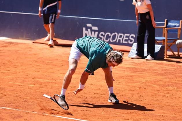 Andrey Rublev (RUS), APRIL16, 2024 - Tennis : Rublev is frustrated after losing a point and slamming his racket down during singles 2nd round match against Brandon Nakashima on the Barcelona Open Banc Sabadell tennis tournament at the Real Club de Tenis de Barcelona in Barcelona, Spain. Noxthirdxpartyxsales  (250404457)