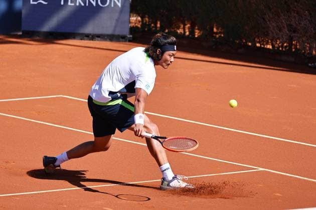 Zhizhen Zhang (CHN), APRIL16, 2024 - Tennis : Zhizhen Zhang during singles 1st round match against Luca Van Assche on the Barcelona Open Banc Sabadell tennis tournament at the Real Club de Tenis de Barcelona in Barcelona, Spain. Noxthirdxpartyxsales  (250413643)