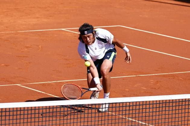 Zhizhen Zhang (CHN), APRIL16, 2024 - Tennis : Zhizhen Zhang during singles 1st round match against Luca Van Assche on the Barcelona Open Banc Sabadell tennis tournament at the Real Club de Tenis de Barcelona in Barcelona, Spain. Noxthirdxpartyxsales  (250414283)
