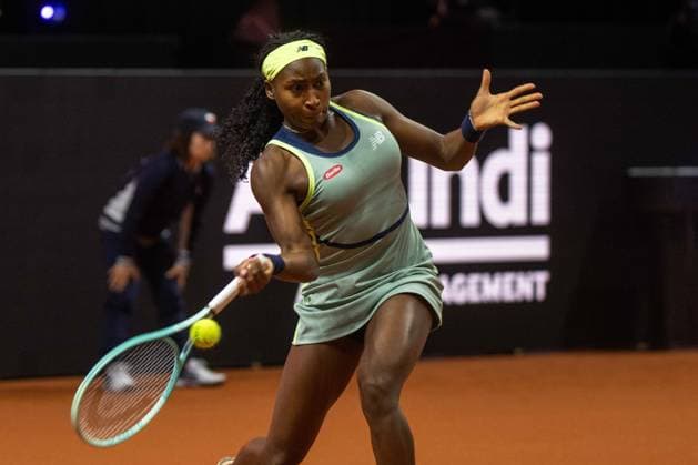 Coco Gauff USA xettx,Germany, Stuttgart, 17 04 2024, Tennis, Porsche Tennis Grand Prix, Day 5, 2024, Round 2, S Vickery C Gauff, Porsche Arena Photo A2 Bildagentur Peter Hartenfelser