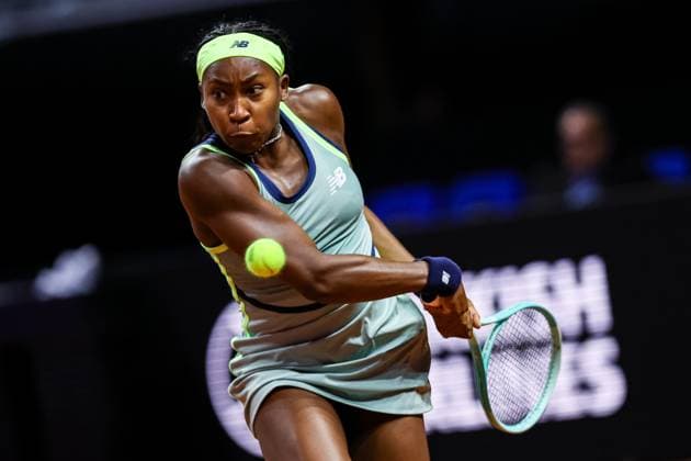 Coco Gauff USA Sachia Vickery USA vs Coco Gauff USA GER Porsche Tennis Grand Prix GP Stuttgart 2024, Porsche Arena, 17 04 2024 GER Porsche Tennis Grand Prix GP Stuttgart 2024 Porsche Arena, 17 04 2024 Stuttgart Copyright: xEibner-Pressefoto RogerxBuerkex EP