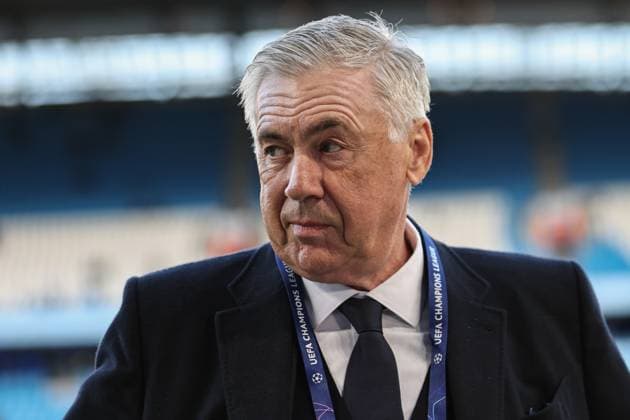 UEFA Champions League Quarter Final Manchester City v Real Madrid Carlo Ancelotti during the UEFA Champions League Quarter Final Manchester City vs Real Madrid at Etihad Stadium, Manchester, United Kingdom, 17th April 2024 (Photo by Mark Cosgrove News Images) Manchester Etihad Stadium Manchester United, ManU Kingdom Copyright: xMarkxCosgrove NewsxImagesx