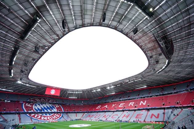 Munich, Germany, April 17th 2024: General view inside the Allianz Arena prior to the UEFA Champions League quarterfinal football match between FC Bayern Munich and Arsenal FC at Allianz Arena in Munich, Germany. (Daniela Porcelli SPP) Copyright: xDanielaxPorcellix xSPPx spp-en-DaPoSp-20240417-DP108216