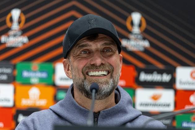 Football - UEFA Europa League - Quarter-Final 2nd Leg - BC Atalanta v Liverpool FC - MD-1 BERGAMO, ITALY - Wednesday, April 17, 2024: Liverpool s manager Jürgen Klopp during a press conference, PK, Pressekonferenz at the Stadio Atleti Azzurri d Italia ahead of the UEFA Europa League Quarter-Final 2nd Leg match between BC Atalanta and Liverpool FC. (Photo by David Rawcliffe Propaganda) BERGAMO Stadio Atleti Azzurri d Italia LOMBARDY ITALY  Copyright: xDavidxRawcliffex P2024-04-17-Atalanta_Liverpool_MD-1-36