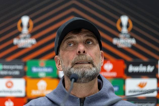Football - UEFA Europa League - Quarter-Final 2nd Leg - BC Atalanta v Liverpool FC - MD-1 BERGAMO, ITALY - Wednesday, April 17, 2024: Liverpool s manager Jürgen Klopp during a press conference, PK, Pressekonferenz at the Stadio Atleti Azzurri d Italia ahead of the UEFA Europa League Quarter-Final 2nd Leg match between BC Atalanta and Liverpool FC. (Photo by David Rawcliffe Propaganda) BERGAMO Stadio Atleti Azzurri d Italia LOMBARDY ITALY  Copyright: xDavidxRawcliffex P2024-04-17-Atalanta_Liverpool_MD-1-37