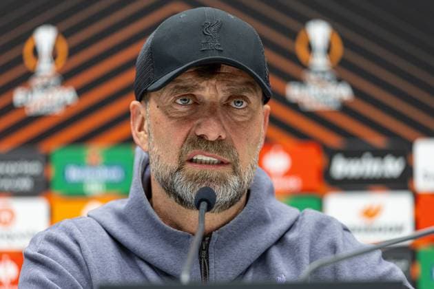Football - UEFA Europa League - Quarter-Final 2nd Leg - BC Atalanta v Liverpool FC - MD-1 BERGAMO, ITALY - Wednesday, April 17, 2024: Liverpool s manager Jürgen Klopp during a press conference, PK, Pressekonferenz at the Stadio Atleti Azzurri d Italia ahead of the UEFA Europa League Quarter-Final 2nd Leg match between BC Atalanta and Liverpool FC. (Photo by David Rawcliffe Propaganda) BERGAMO Stadio Atleti Azzurri d Italia LOMBARDY ITALY  Copyright: xDavidxRawcliffex P2024-04-17-Atalanta_Liverpool_MD-1-43