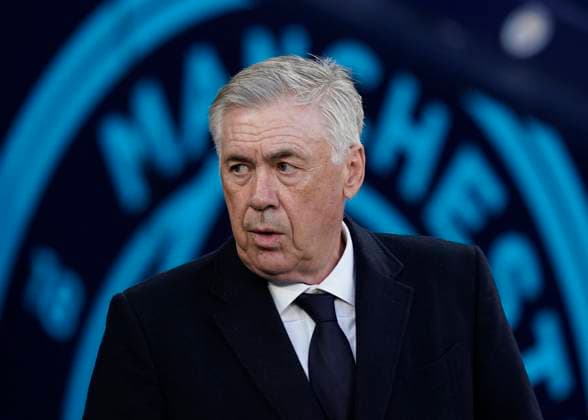 Manchester, England, 17th April 2024. Carlo Ancelotti manager of Real Madrid during the UEFA Champions League Quarter Final 2nd Leg match at the Etihad Stadium, Manchester. Picture credit should read: Andrew Yates Sportimage EDITORIAL USE ONLY. No use with unauthorised audio, video, data, fixture lists, club league logos or live services. Online in-match use limited to 120 images, no video emulation. No use in betting, games or single club league player publications. SPI-3082-0035