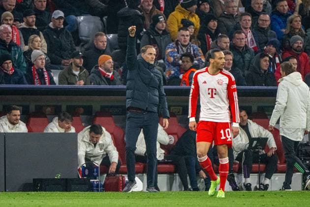 Football, Men, Season 2023 2024, Champions League quarter-final, second leg , FC Bayern Munich Arsenal London, f l Coach Thomas Tuchel FC Bayern Munich , Leroy Sane FC Bayern Munich , 17 04 2024, Copyright: xMatthiasxKochx