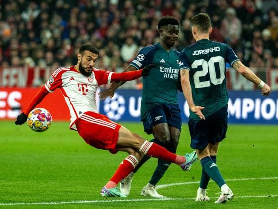 Noussair Marzraoui FC Bayern Muenchen, 40 , Jorginho FC Arsenal London, 20 , GER, FC Bayern Muenchen FCB vs FC Arsenal ARS , Football, UEFA Champions League, quarter-final second leg, 2023 2024 season, 17 04 2024, DFB DFL regulations prohibit any use of photographs as image sequences and or quasi video , GER, FC Bayern Muenchen FCB vs FC Arsenal ARS , Fußball, UEFA Champions League, Viertelfinal Rueckspiel, Saison 2023 2024, 17 04 2024 Muenchen Copyright: xEibner-Pressefoto SaschaxWaltherx EP_EER