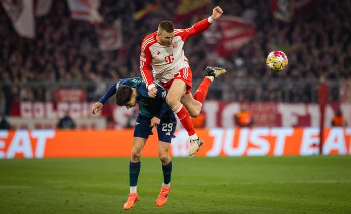 Munich Germany 17th Apr 2024 Kai Havertz Arsenal Eric Dier Muenchen Bayern Munich Arsenal London 17 04 2024 Bayern Munich Arsenal London