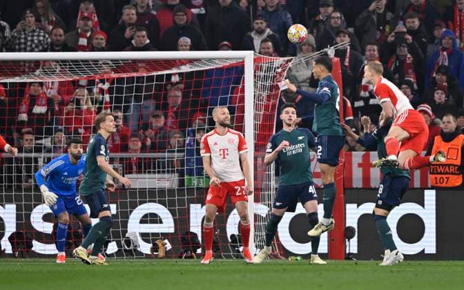 Penalty area scene, goal area scene William Saliba FC Arsenal 02 vs Matthijs de Ligt FC Bayern Muenchen FCB 04 FC Bayern Muenchen FCB vs FC Arsenal quarterfinal second leg 17 04 2024 DFL REGULATIONS PROHIBIT ANY USE OF PHOTOGRAPHS AS IMAGE SEQUENCES AND OR QUASI VIDEO FC Bayern Muenchen FCB vs FC Arsenal