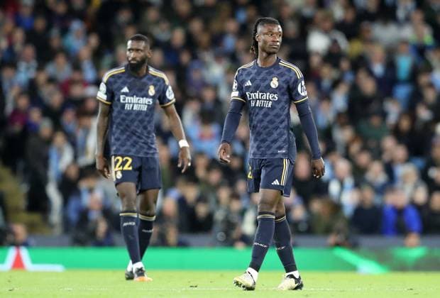 17th April 2024; Etihad Stadium, Manchester, England; Champions League Football, Quarter Final, Manchester City versus Real Madrid; Eduardo Camavinga of Real Madrid  ActionPlus12631415 DavidxBlunsden
