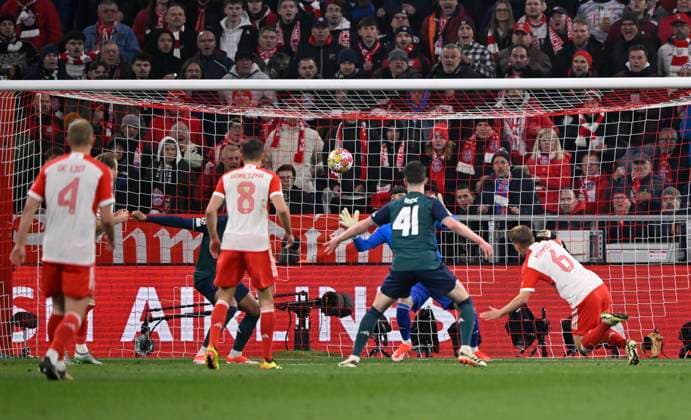 GOAL for 1 0 Joshua Kimmich FC Bayern Muenchen FCB 06 Goal kick Action Goal chance FC Bayern Muenchen FCB vs FC Arsenal Quarterfinal second leg 17 04 2024 DFL REGULATIONS PROHIBIT ANY USE OF PHOTOGRAPHS AS IMAGE SEQUENCES AND OR QUASI VIDEO FC Bayern Muenchen FCB vs FC Arsenal