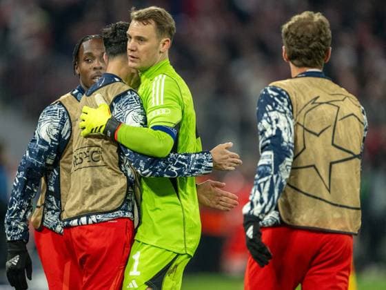 Manuel Neuer, FC Bayern Muenchen, 01 after goal for 1 0 by Joshua Kimmich FC Bayern Muenchen, 06 , GER, FC Bayern Muenchen FCB vs FC Arsenal ARS , Football, UEFA Champions League, quarter-final second leg, 2023 2024 season, 17 04 2024, DFB DFL regulations prohibit any use of photographs as image sequences and or quasi video , GER, FC Bayern Muenchen FCB vs FC Arsenal ARS , Fußball, UEFA Champions League, Viertelfinal Rueckspiel, Saison 2023 2024, 17 04 2024 Muenchen Copyright: xEibner-Pressefoto SaschaxWaltherx EP_EER