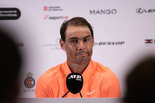 April 17, 2024, Barcelona, Spain: RAFAEL NADAL of Spain reacts during a press conference, PK, Pressekonferenz on the third day and second round of Barcelona Open Banc Sabadell Trofeo Conde de Godo. Tennis 2024: Barcelona Open  - ZUMA 20240417_mda_s316_846 Copyright: xMartixSeguraxRamonedax