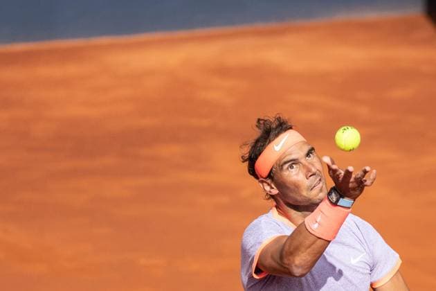 April 17, 2024, Barcelona, Spain: RAFAEL NADAL of Spain in action against Alex De Minaur of Australia during the third day and second round of Barcelona Open Banc Sabadell Trofeo Conde de Godo. Tennis 2024: Barcelona Open  - ZUMA 20240417_mda_s316_860 Copyright: xMartixSeguraxRamonedax