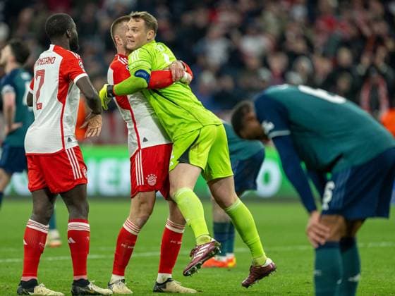 Dayot Upamecano FC Bayern Muenchen, 02 , Eric Dier FC Bayern Muenchen, 15 , Manuel Neuer, FC Bayern Muenchen, 01 , GER, FC Bayern Muenchen FCB vs FC Arsenal ARS , Football, UEFA Champions League, Quarter-final second leg, 2023 2024 season, 17 04 2024, DFB DFL regulations prohibit any use of photographs as image sequences and or quasi video , GER, FC Bayern Muenchen FCB vs FC Arsenal ARS , Fußball, UEFA Champions League, Viertelfinal Rueckspiel, Saison 2023 2024, 17 04 2024 Muenchen Copyright: xEibner-Pressefoto SaschaxWaltherx EP_EER